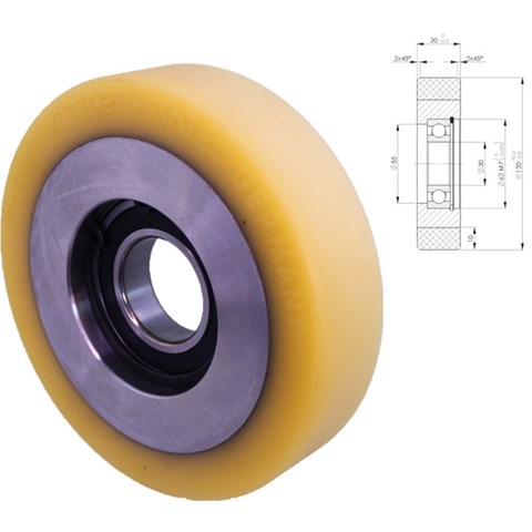 10x15mm-Yellow Cylinder Roller Dia 